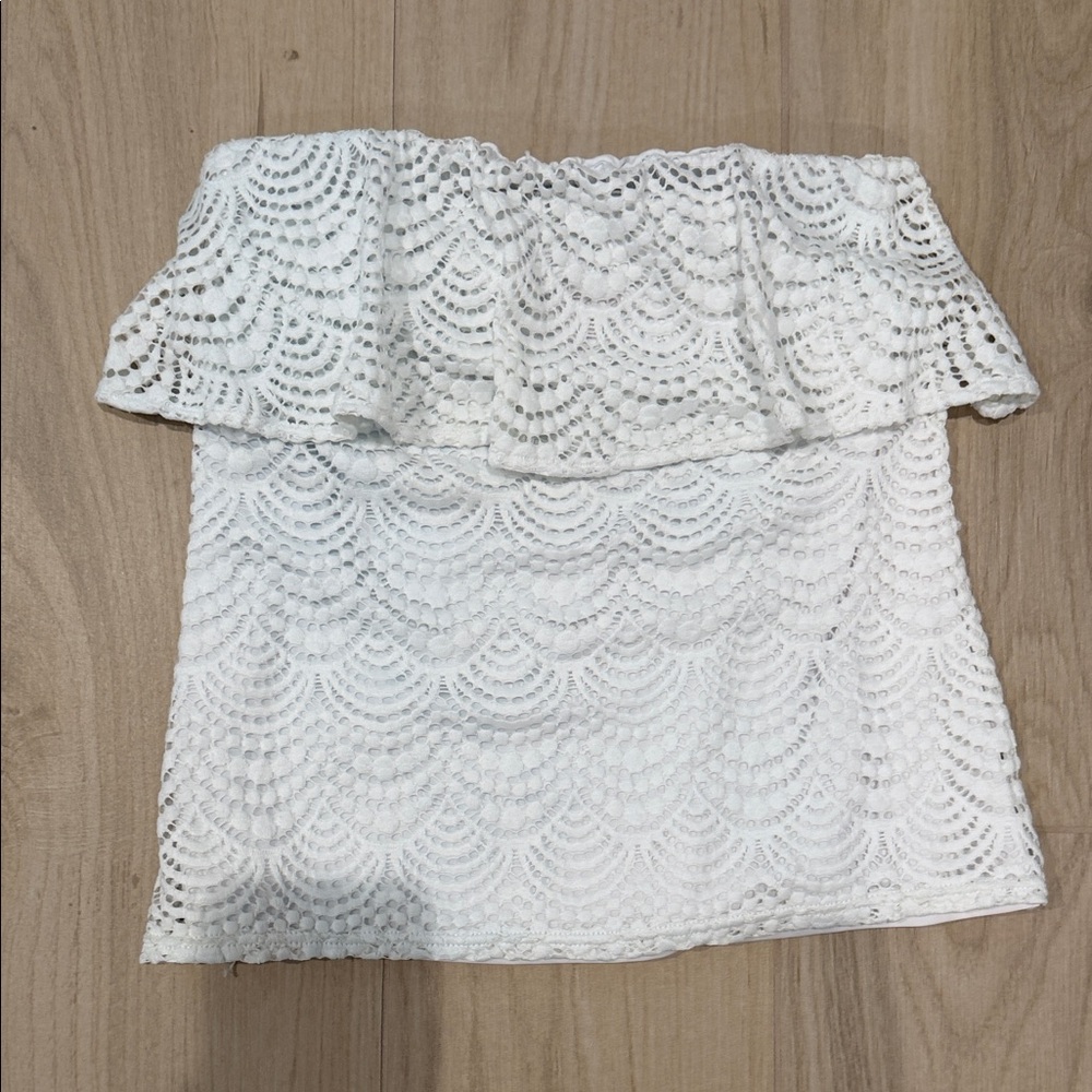 Lilly Pulitzer White Lace Off-Shoulder Tank Top